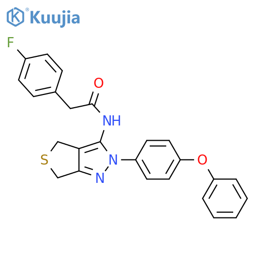 2-(4-fluorophenyl)-N-[2-(4-phenoxyphenyl)-2H,4H,6H-thieno[3,4-c]pyrazol-3-yl]acetamide structure