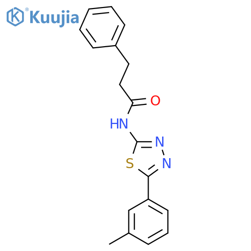 N-5-(3-methylphenyl)-1,3,4-thiadiazol-2-yl-3-phenylpropanamide structure