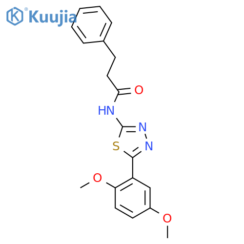 N-5-(2,5-dimethoxyphenyl)-1,3,4-thiadiazol-2-yl-3-phenylpropanamide structure