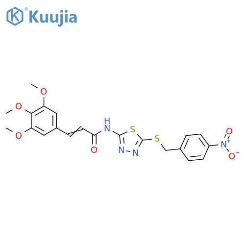 (2E)-N-(5-{(4-nitrophenyl)methylsulfanyl}-1,3,4-thiadiazol-2-yl)-3-(3,4,5-trimethoxyphenyl)prop-2-enamide structure