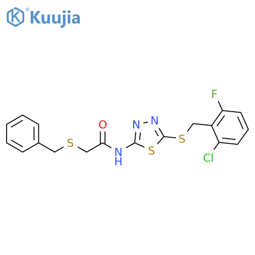 2-(benzylsulfanyl)-N-(5-{(2-chloro-6-fluorophenyl)methylsulfanyl}-1,3,4-thiadiazol-2-yl)acetamide structure