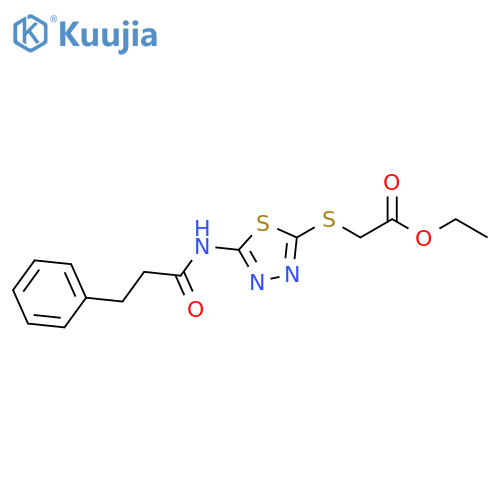 ethyl 2-{5-(3-phenylpropanamido)-1,3,4-thiadiazol-2-ylsulfanyl}acetate structure