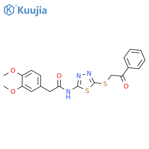 2-(3,4-dimethoxyphenyl)-N-{5-(2-oxo-2-phenylethyl)sulfanyl-1,3,4-thiadiazol-2-yl}acetamide structure