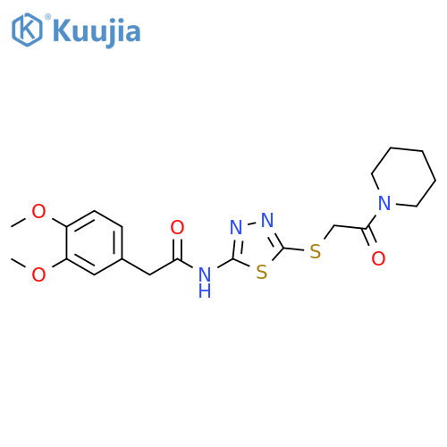 2-(3,4-dimethoxyphenyl)-N-(5-{2-oxo-2-(piperidin-1-yl)ethylsulfanyl}-1,3,4-thiadiazol-2-yl)acetamide structure