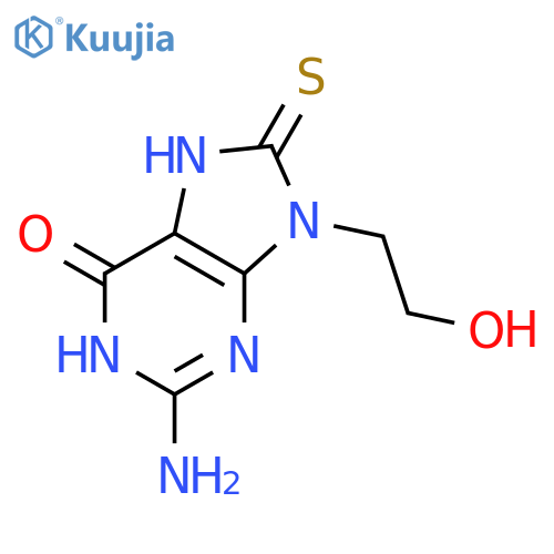 6H-PURIN-6-ONE, 2-AMINO-1,7,8,9-TETRAHYDRO-9-(2-HYDROXYETHYL)-8-THIOXO- structure