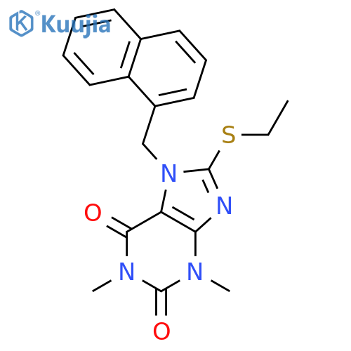 8-(ethylsulfanyl)-1,3-dimethyl-7-(naphthalen-1-yl)methyl-2,3,6,7-tetrahydro-1H-purine-2,6-dione structure