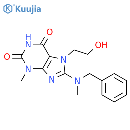 <br>8-(Benzyl(methyl)amino)-7-(2-hydroxyethyl)-3-methyl-1H-purine-2,6(3H,7H)-di one structure