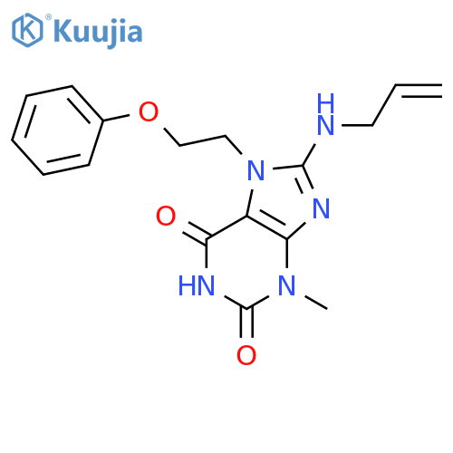 3-methyl-7-(2-phenoxyethyl)-8-(prop-2-en-1-yl)amino-2,3,6,7-tetrahydro-1H-purine-2,6-dione structure