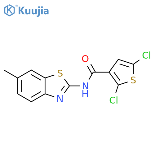 2,5-dichloro-N-(6-methyl-1,3-benzothiazol-2-yl)thiophene-3-carboxamide structure