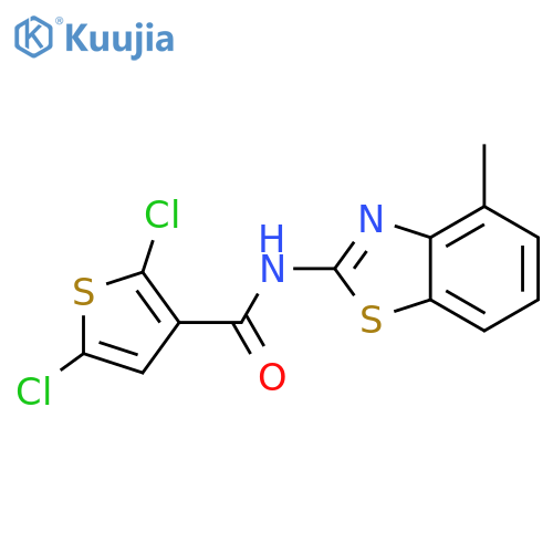 2,5-dichloro-N-(4-methyl-1,3-benzothiazol-2-yl)thiophene-3-carboxamide structure