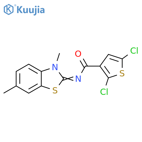 2,5-dichloro-N-(2Z)-3,6-dimethyl-2,3-dihydro-1,3-benzothiazol-2-ylidenethiophene-3-carboxamide structure