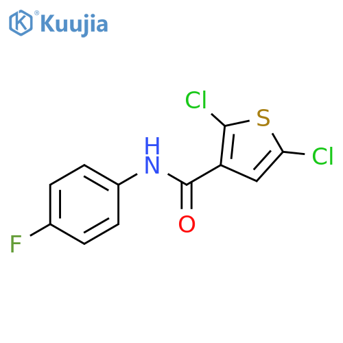 2,5-dichloro-N-(4-fluorophenyl)thiophene-3-carboxamide structure