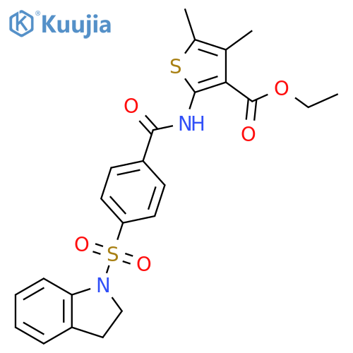 ethyl 2-4-(2,3-dihydro-1H-indole-1-sulfonyl)benzamido-4,5-dimethylthiophene-3-carboxylate structure