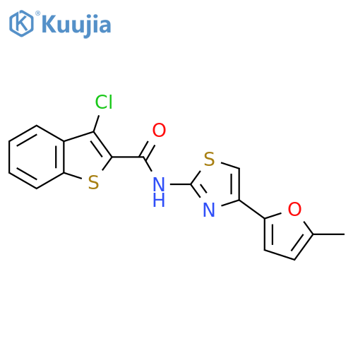 3-chloro-N-4-(5-methylfuran-2-yl)-1,3-thiazol-2-yl-1-benzothiophene-2-carboxamide structure