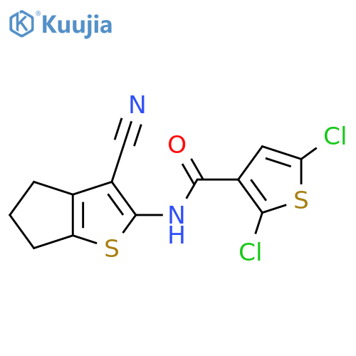 2,5-dichloro-N-{3-cyano-4H,5H,6H-cyclopentabthiophen-2-yl}thiophene-3-carboxamide structure