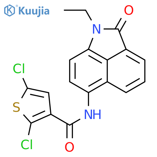 2,5-dichloro-N-{2-ethyl-3-oxo-2-azatricyclo6.3.1.0^{4,12}dodeca-1(11),4,6,8(12),9-pentaen-9-yl}thiophene-3-carboxamide structure