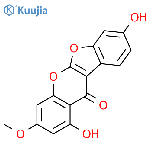 1,8-dihydroxy-3-methoxy-11H-benzofuro[2,3-b][1]benzopyran-11-one structure