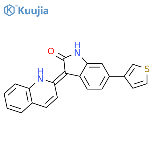 2H-Indol-2-one, 1,3-dihydro-3-(2(1H)-quinolinylidene)-6-(3-thienyl)- structure