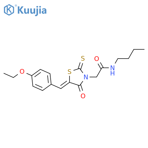 N-butyl-2-(5Z)-5-(4-ethoxyphenyl)methylidene-4-oxo-2-sulfanylidene-1,3-thiazolidin-3-ylacetamide structure