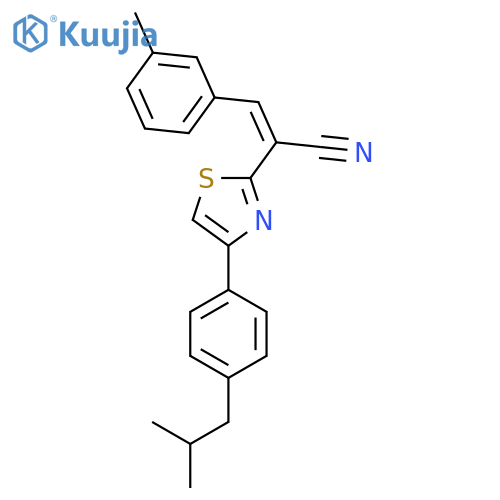 (2Z)-3-(3-methylphenyl)-2-{4-4-(2-methylpropyl)phenyl-1,3-thiazol-2-yl}prop-2-enenitrile structure