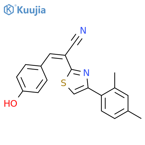 (2Z)-2-4-(2,4-dimethylphenyl)-1,3-thiazol-2-yl-3-(4-hydroxyphenyl)prop-2-enenitrile structure