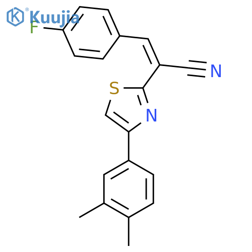 (2Z)-2-4-(3,4-dimethylphenyl)-1,3-thiazol-2-yl-3-(4-fluorophenyl)prop-2-enenitrile structure