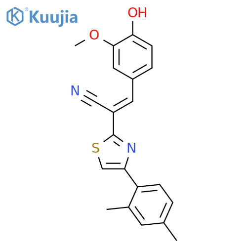 (2E)-2-4-(2,4-dimethylphenyl)-1,3-thiazol-2-yl-3-(4-hydroxy-3-methoxyphenyl)prop-2-enenitrile structure