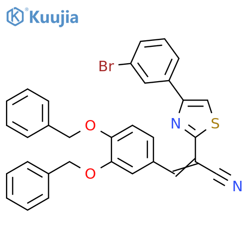 (2E)-3-3,4-bis(benzyloxy)phenyl-2-4-(3-bromophenyl)-1,3-thiazol-2-ylprop-2-enenitrile structure