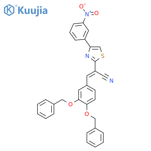 (2E)-3-[3,4-bis(benzyloxy)phenyl]-2-[4-(3-nitrophenyl)-1,3-thiazol-2-yl]prop-2-enenitrile structure