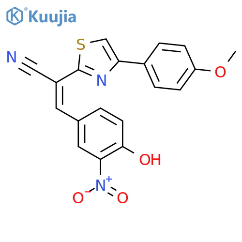 (2Z)-3-(4-hydroxy-3-nitrophenyl)-2-4-(4-methoxyphenyl)-1,3-thiazol-2-ylprop-2-enenitrile structure