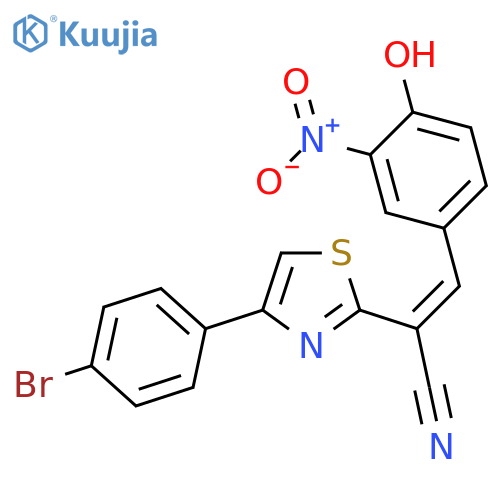 (2Z)-2-4-(4-bromophenyl)-1,3-thiazol-2-yl-3-(4-hydroxy-3-nitrophenyl)prop-2-enenitrile structure