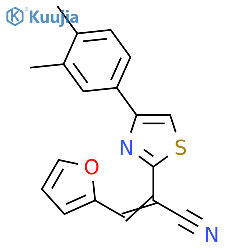 (2Z)-2-4-(3,4-dimethylphenyl)-1,3-thiazol-2-yl-3-(furan-2-yl)prop-2-enenitrile structure