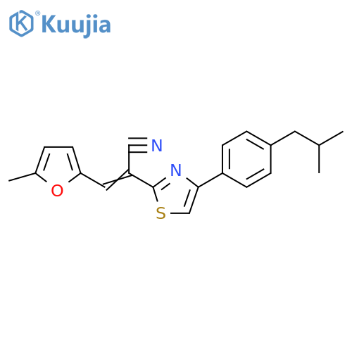 (2Z)-3-(5-methylfuran-2-yl)-2-{4-4-(2-methylpropyl)phenyl-1,3-thiazol-2-yl}prop-2-enenitrile structure
