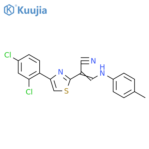 (2E)-2-4-(2,4-dichlorophenyl)-1,3-thiazol-2-yl-3-(4-methylphenyl)aminoprop-2-enenitrile structure