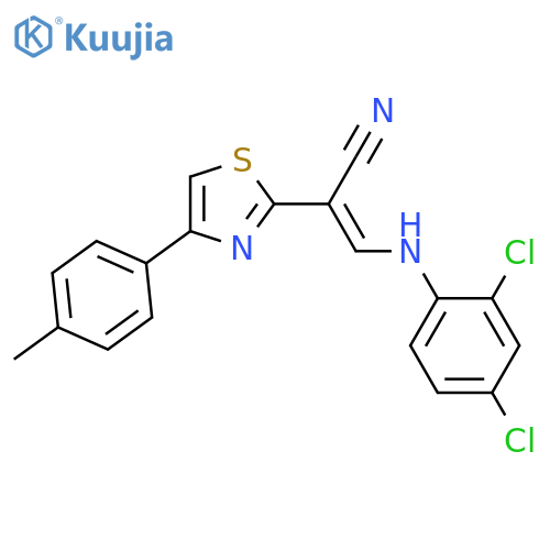 (2Z)-3-(2,4-dichlorophenyl)amino-2-4-(4-methylphenyl)-1,3-thiazol-2-ylprop-2-enenitrile structure