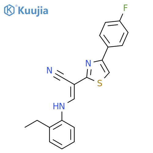 (2E)-3-(2-ethylphenyl)amino-2-4-(4-fluorophenyl)-1,3-thiazol-2-ylprop-2-enenitrile structure