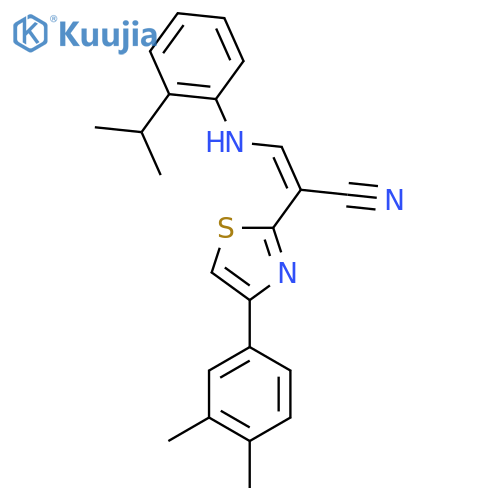 (2Z)-2-4-(3,4-dimethylphenyl)-1,3-thiazol-2-yl-3-{2-(propan-2-yl)phenylamino}prop-2-enenitrile structure