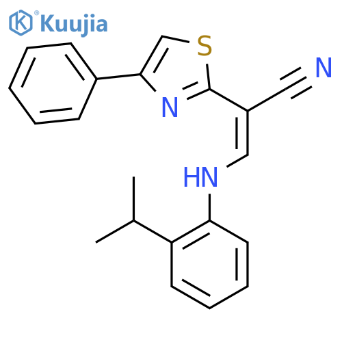 (2Z)-2-(4-phenyl-1,3-thiazol-2-yl)-3-{2-(propan-2-yl)phenylamino}prop-2-enenitrile structure