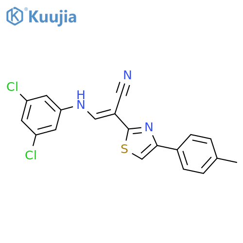 (2E)-3-(3,5-dichlorophenyl)amino-2-4-(4-methylphenyl)-1,3-thiazol-2-ylprop-2-enenitrile structure