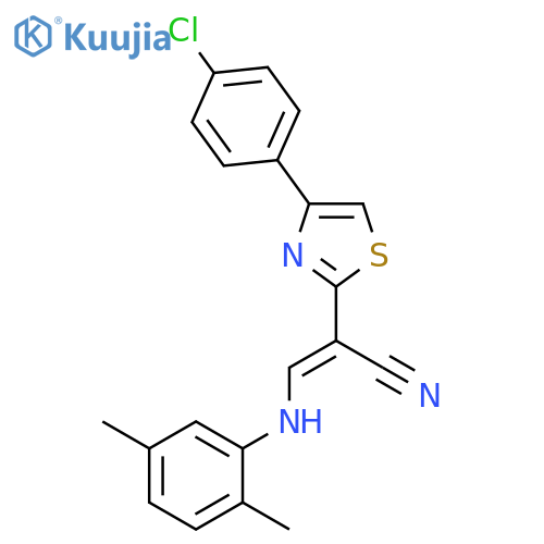 (2E)-2-4-(4-chlorophenyl)-1,3-thiazol-2-yl-3-(2,5-dimethylphenyl)aminoprop-2-enenitrile structure