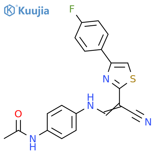 N-(4-{(1Z)-2-cyano-2-4-(4-fluorophenyl)-1,3-thiazol-2-yleth-1-en-1-ylamino}phenyl)acetamide structure