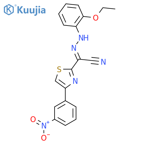 (E)-N-(2-ethoxyphenyl)-4-(3-nitrophenyl)-1,3-thiazole-2-carbohydrazonoyl cyanide structure