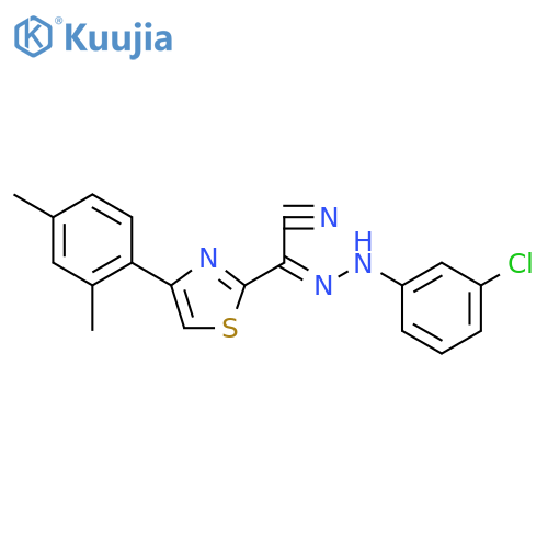 (Z)-N-(3-chlorophenyl)-4-(2,4-dimethylphenyl)-1,3-thiazole-2-carbohydrazonoyl cyanide structure