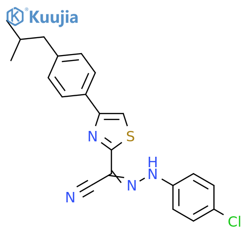 (E)-N-(4-chlorophenyl)-4-[4-(2-methylpropyl)phenyl]-1,3-thiazole-2-carbohydrazonoyl cyanide structure