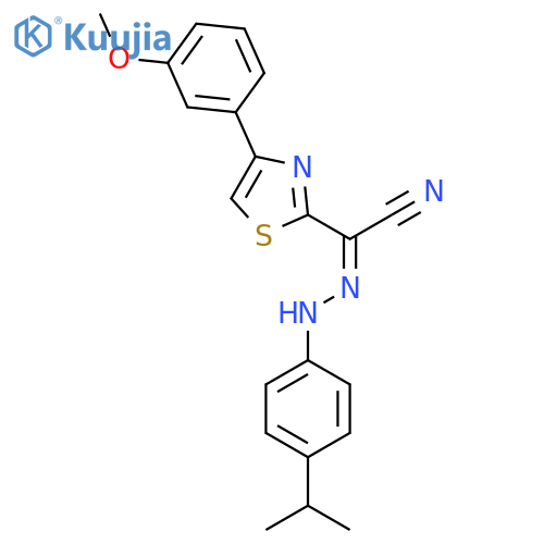 (Z)-4-(3-methoxyphenyl)-N-4-(propan-2-yl)phenyl-1,3-thiazole-2-carbohydrazonoyl cyanide structure