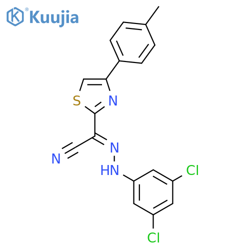 (E)-N-(3,5-dichlorophenyl)-4-(4-methylphenyl)-1,3-thiazole-2-carbohydrazonoyl cyanide structure