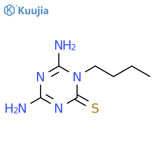 1,3,5-Triazine-2(1H)-thione, 4,6-diamino-1-butyl- structure