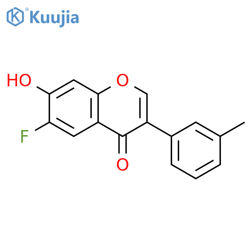 4H-1-BENZOPYRAN-4-ONE, 6-FLUORO-7-HYDROXY-3-(3-METHYLPHENYL)- structure