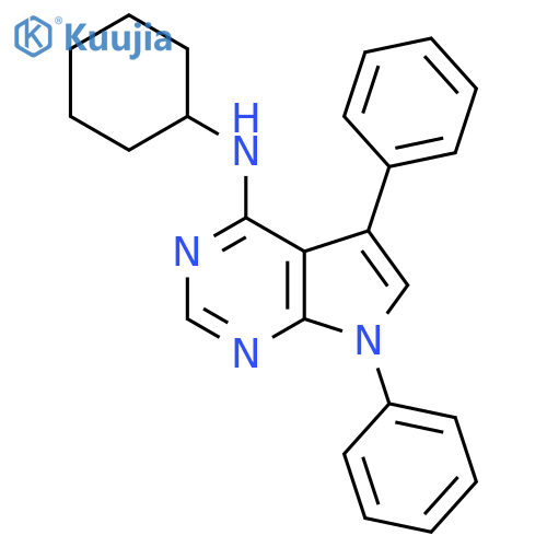 N-cyclohexyl-5,7-diphenyl-7H-pyrrolo2,3-dpyrimidin-4-amine structure