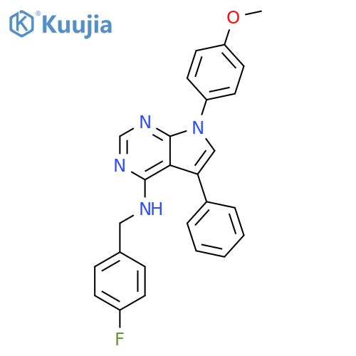 N-(4-fluorophenyl)methyl-7-(4-methoxyphenyl)-5-phenyl-7H-pyrrolo2,3-dpyrimidin-4-amine structure